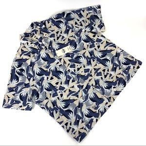 Dockers NWT Floral Patterned Short Sleeve Button Front Cotten & Linen Shirt, XL